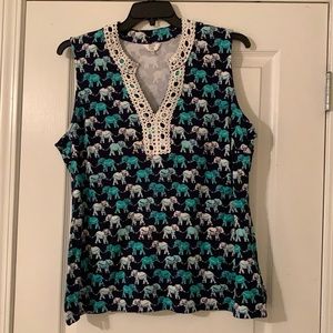 Crown and Ivy Elephant Sleeveless Blouse